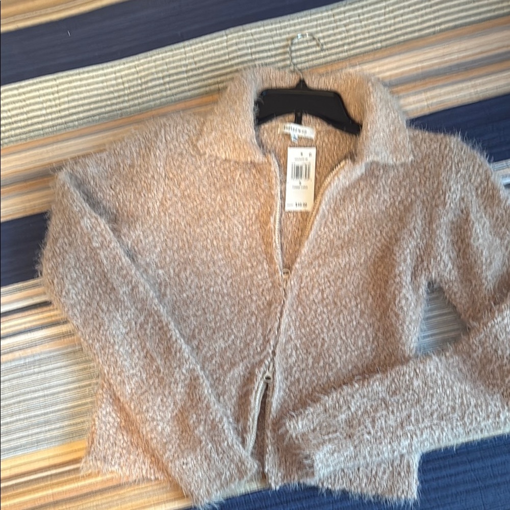Women's Fuzzy Beige Sweater